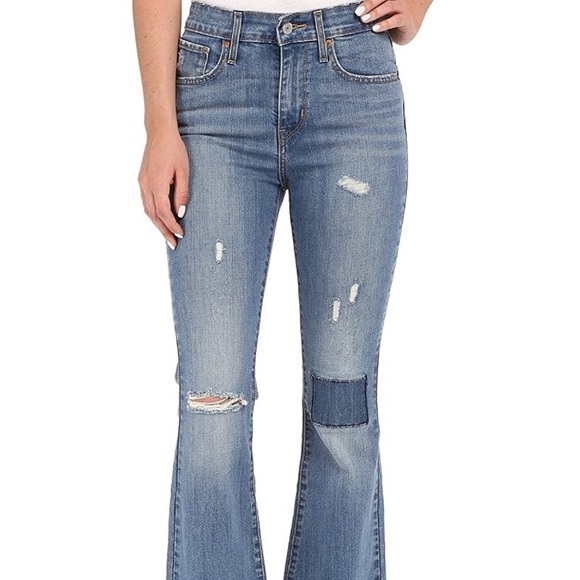 Levi's Denim - Levi’s Flared Leg Jeans with Patched Knee